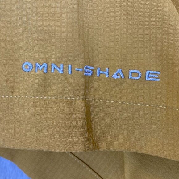 Columbia PFG Mens Fishing Shirt M Omni-Shade Yellow Short-Sleeve Caped and Vente - Picture 7 of 12